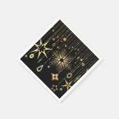 Nieuwjaarswensen Sterren Zwart en Goud Servet (Hoek)
