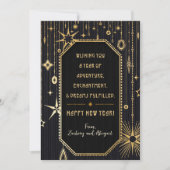 Nieuwjaarswensen Zwart Goud Foto Feestdagenkaart (Voorkant)