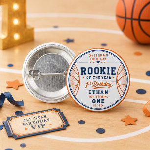 Nieuwkomer van het Jaar Basketbal Ticket 1e Verjaa Ronde Button 3,2 Cm