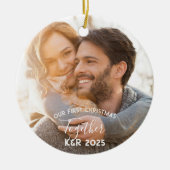 Nieuwkomers verloofden ons eerste kerstfeest samen keramisch ornament (Voorkant)