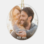 Nieuwkomers verloofden ons eerste kerstfeest samen keramisch ornament (Links)