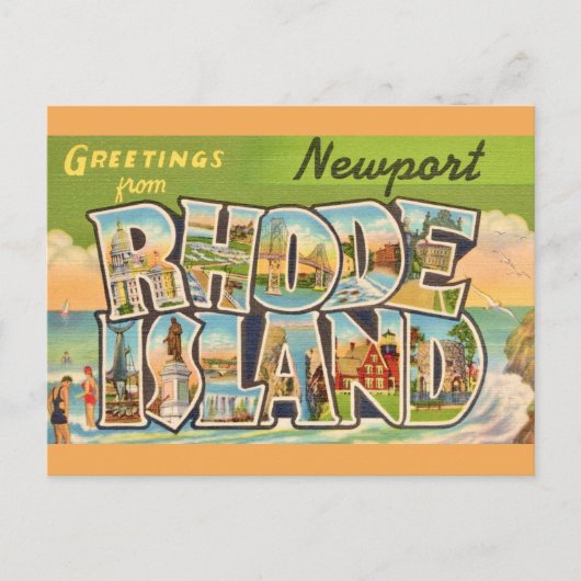 Nieuwpoort Rhode Island Groeten Ansichtkaart Briefkaart (Voorkant)