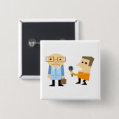 Nieuws Interview Vierkante Button 5,1 Cm (Voorkant /achterkant)