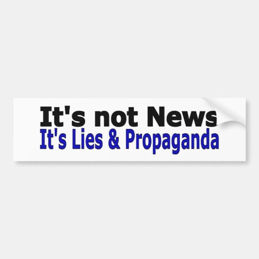 Nieuws Media Leugens en Propaganda zwart en blauw Bumpersticker (Voorkant)