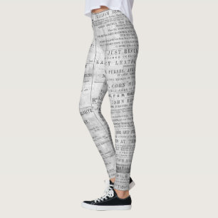 Nieuws over de kranten Afdrukken Zwart wit Sierkus Leggings