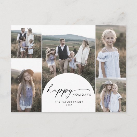 Nieuws over de Moderne Boho Arch multi-fotoserie Feestdagenkaart (Voorkant)