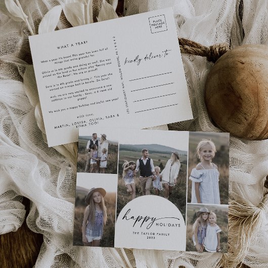 Nieuws over de Moderne Boho Arch multi-fotoserie Feestdagenkaart