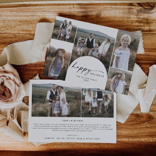 Nieuws over de Moderne Boho Arch multi-fotoserie Feestdagenkaart