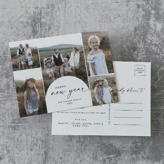 Nieuws over de moderne Boho - Arch multi-fotoserie Feestdagenkaart