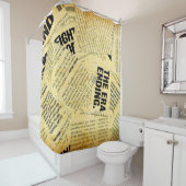 Nieuws papier met oud papier douchegordijn (In situ)