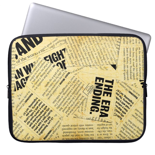 Nieuws papier met oud papier laptop sleeve (Voorkant)