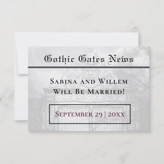 Nieuws-Stijl sparen-Onze-Datum Foto Gothic Geachte Kaart (Voorkant)