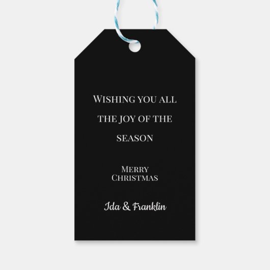 NIEUWS VAN VREUGDE RODE KERST POINSETTIA OP ZWART, CADEAULABEL (Achterkant)