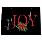 NIEUWS VAN VREUGDE RODE KERST POINSETTIA OP ZWART, GROOT CADEAUZAKJE (Voorkant)