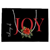 NIEUWS VAN VREUGDE RODE KERST POINSETTIA OP ZWART, GROOT CADEAUZAKJE (Achterkant)