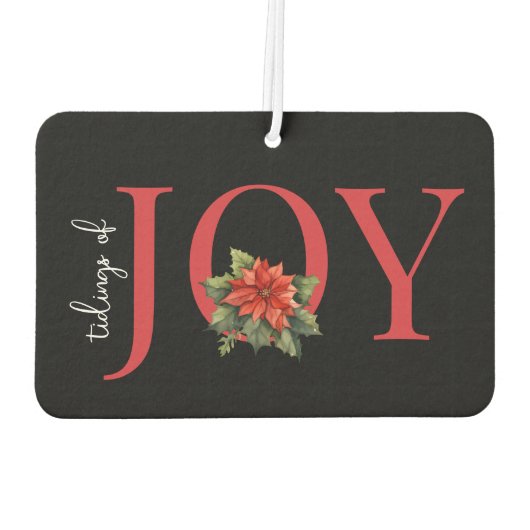 NIEUWS VAN VREUGDE RODE KERST POINSETTIA OP ZWART, LUCHTVERFRISSER (Achterkant)