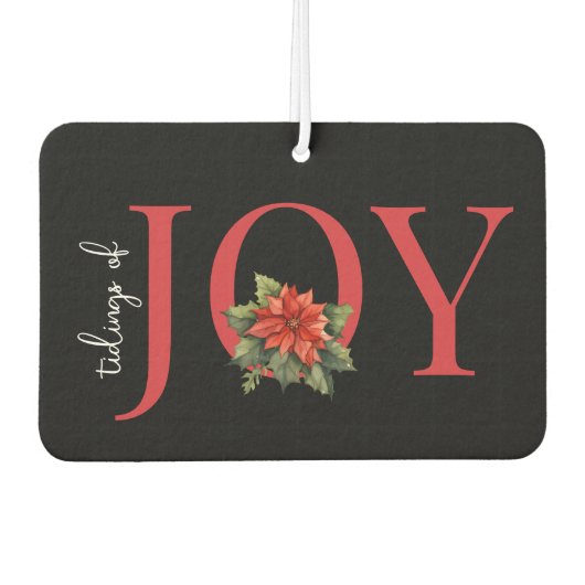 NIEUWS VAN VREUGDE RODE KERST POINSETTIA OP ZWART, LUCHTVERFRISSER (Voorkant)