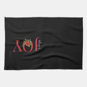 NIEUWS VAN VREUGDE RODE KERST POINSETTIA OP ZWART, THEEDOEK (Horizontaal)