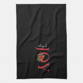 NIEUWS VAN VREUGDE RODE KERST POINSETTIA OP ZWART, THEEDOEK (Verticaal)