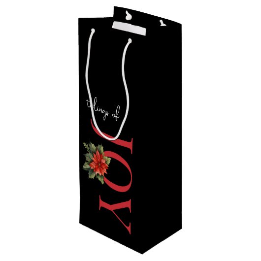 NIEUWS VAN VREUGDE RODE KERST POINSETTIA OP ZWART, WIJN CADEAUTAS (Achterkant Gekanteld)