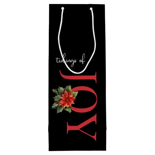 NIEUWS VAN VREUGDE RODE KERST POINSETTIA OP ZWART, WIJN CADEAUTAS (Achterkant)