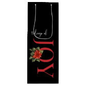 NIEUWS VAN VREUGDE RODE KERST POINSETTIA OP ZWART, WIJN CADEAUTAS (Voorkant)