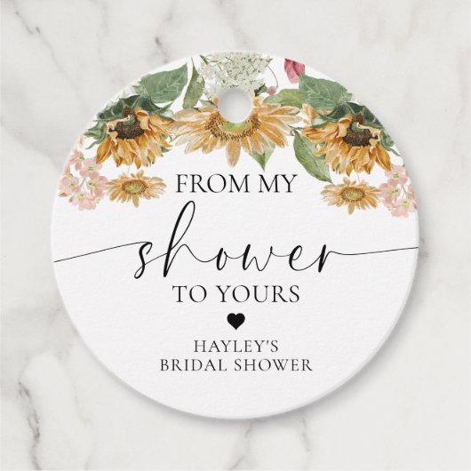 Nieuws Zonnebloem van mijn douche naar de jouwe do Bedankjes Labels (Voorkant)