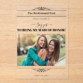 Nieuwsblad Bridesmaid Voorstel Retro Script Font Acryl Uitnodigingen (Voorkant)