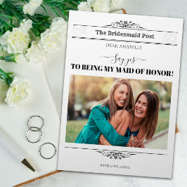 Nieuwsblad Bridesmaid Voorstel Retro Script Font Kaart