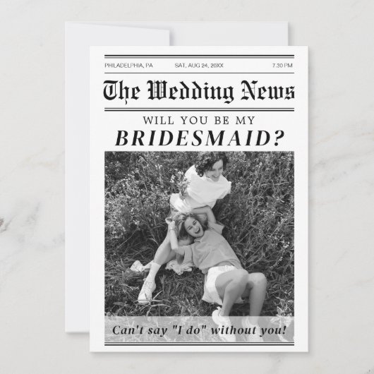 Nieuwsblad bruidsmeisje Maid of Honor Voorstel Kaart (Voorkant)