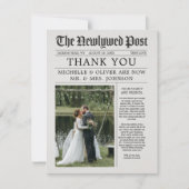 Nieuwsblad Bruiloft Dank u kaart Aangepast bericht (Voorkant)