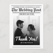 Nieuwsblad bruiloft Uniek Modern Elegant Dank u Briefkaart (Voorkant)