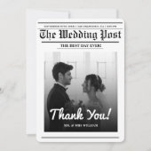 Nieuwsblad bruiloft Uniek Modern Elegant Dank u Kaart (Voorkant)