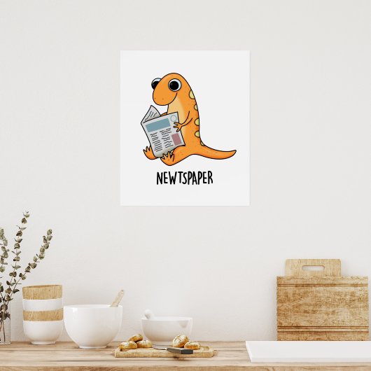 Nieuwsblad Funny Newt Pun Poster (Keuken)