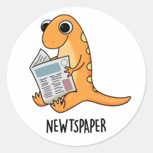 Nieuwsblad Funny Newt Pun Ronde Sticker