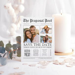 Nieuwsblad Nieuws Unieke Drie foto's Save the Date Aankondigingskaart<br><div class="desc">Extra nieuws! De krantenstijl grappig en uniek bewaart de briefkaarten van de datumfoto.</div>