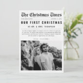 Nieuwsblad Onze eerste Pas getrouwd met kerstmis Feestdagenkaart (Staand voorkant)