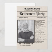 Nieuwsblad Pensioen Party Uitnodiging (Voorkant / Achterkant)