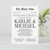 Nieuwsblad stijl bruiloft uitnodiging (Staand voorkant)
