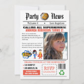 Nieuwsblad Superhero Verjaardagsfeest Kaart (Voorkant)