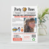 Nieuwsblad Superhero Verjaardagsfeest Kaart (Staand voorkant)