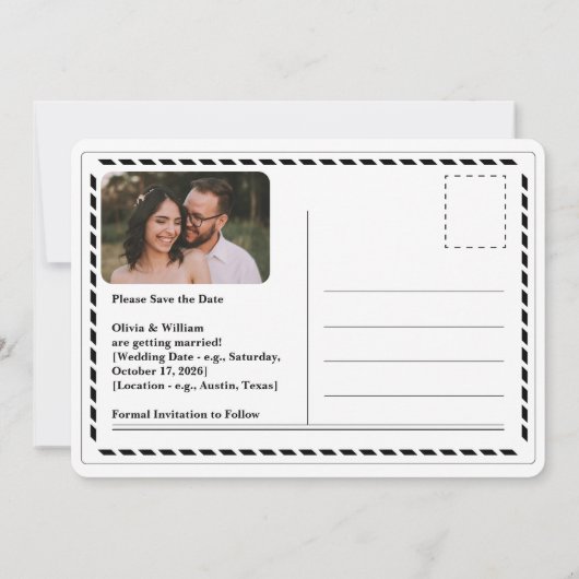 Nieuwsblad Trouwen Modern Elegant Bewaar de datum Kaart (Achterkant)