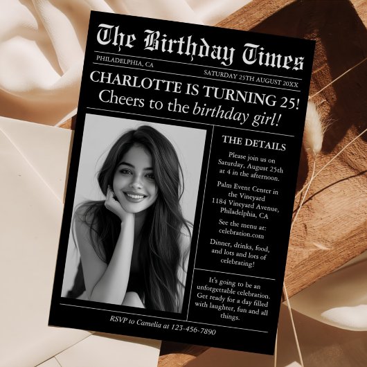 Nieuwsblad Unieke foto 25e verjaardag Kaart