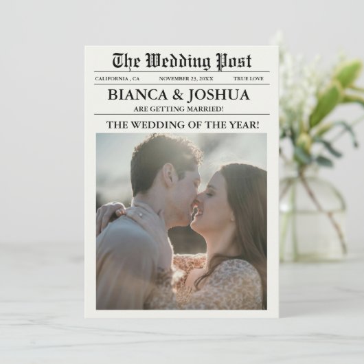 Nieuwsblad Unieke foto huwelijksceremonie tijdlijn Kaart (Staand voorkant)