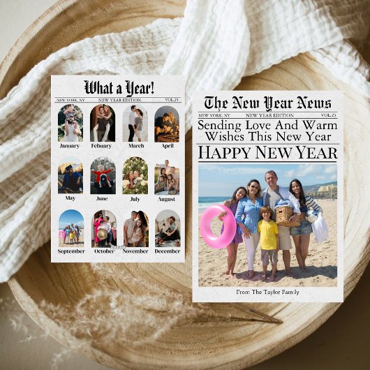 Nieuwsblad Unique Fun What A Year Nieuwjaar 2025 Feestdagenkaart