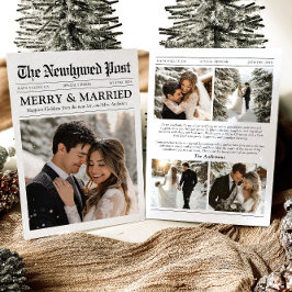 Nieuwsblad Unique Vrolijk en Getrouwd Foto Kerstmi Feestdagenkaart