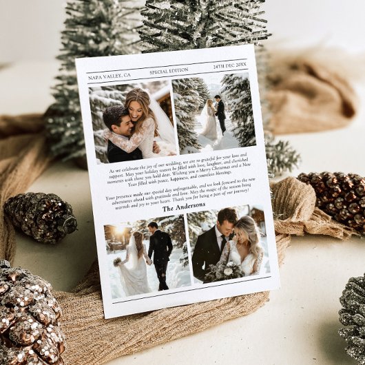 Nieuwsblad Unique Vrolijk en Getrouwd Foto Kerstmi Feestdagenkaart