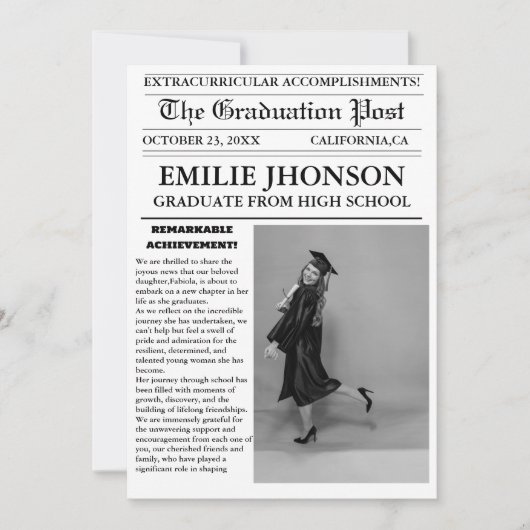 Nieuwsblad van Afstuderen middelbare school Kaart (Voorkant)