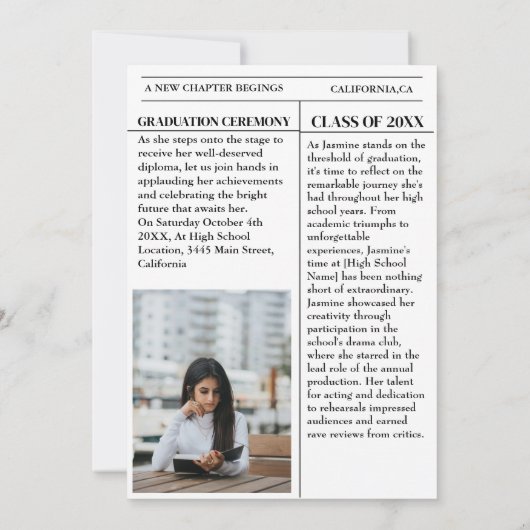 Nieuwsblad van Afstuderen middelbare school Kaart (Achterkant)