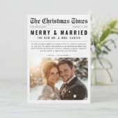 Nieuwsblad Vrolijk en getrouwde Pas getrouwd Kerst Feestdagenkaart (Staand voorkant)